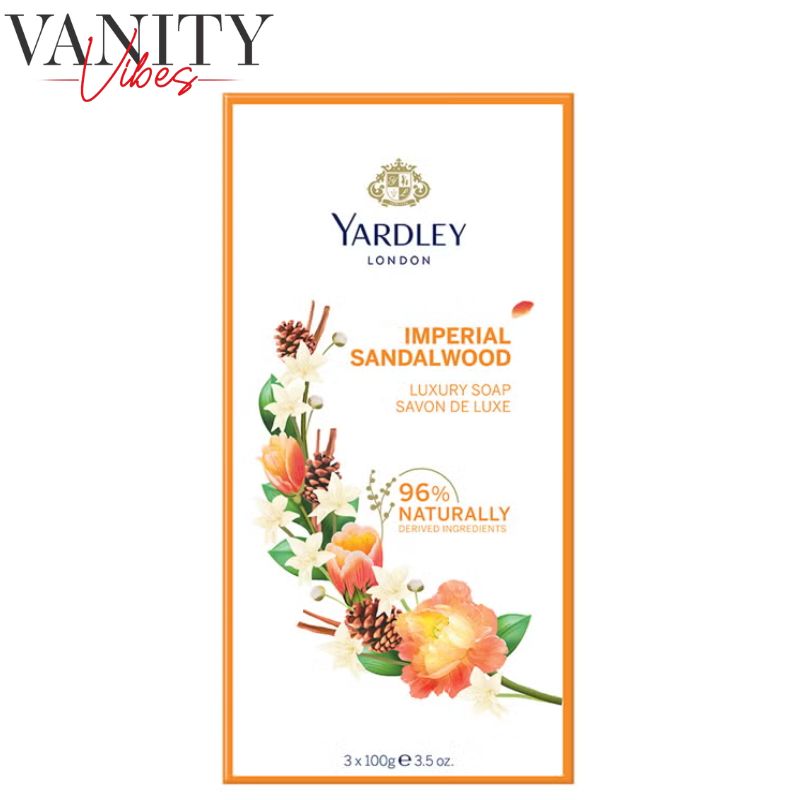 Yardley London Luxury Bath Soap with Imperial Sandalwood Extracts 3 × 100 g Deep Cleansing & Warm Woody Fragrance