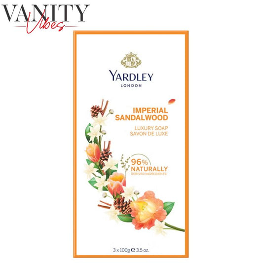 Yardley London Luxury Bath Soap with Imperial Sandalwood Extracts 3 × 100 g Deep Cleansing & Warm Woody Fragrance