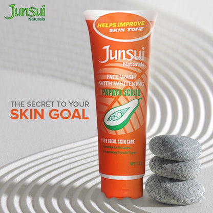 Junsui Papaya Scrub Whitening Face Wash 100g - Exfoliating Deep Cleansing Facial Scrub for Dead Skin Removal, Oil Control & B