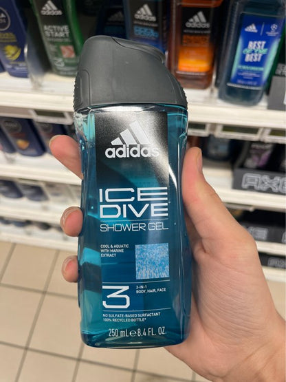 Adidas Ice Dive 3-in-1 Body, Hair & Face Wash Shower Gel 250ml
