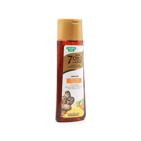 Emami 7 in 1 Castor Hair Oil 50ml - Nourishing Hair Care Oil for Hair Repair, Smooth Shiny & Strong Healthy Hair Daily Use