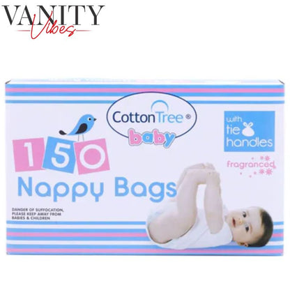 Cotton Tree Fragranced Nappy Bags with Handles Pack of 150 Odor Control & Hygienic Disposal