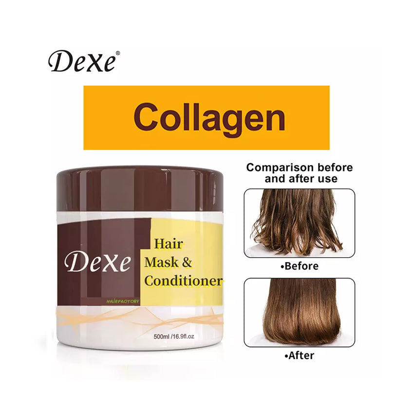 Dexe Collagen Hair Mask for Dry & Damaged Hair 500 ml Deep Repair, Strengthening & Moisture Care