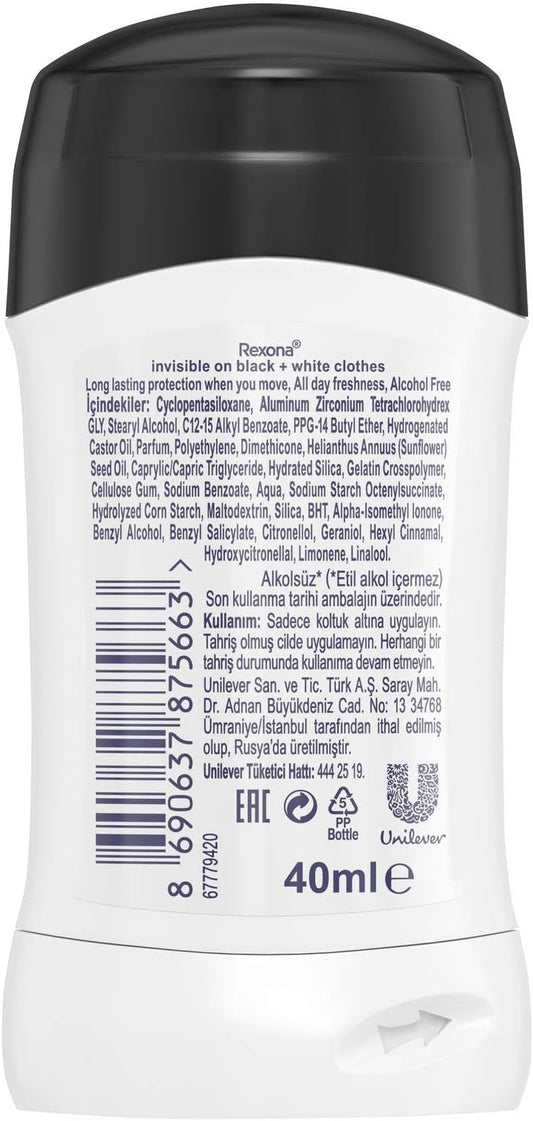 Rexona Women Invisible Black + White Antiperspirant Deodorant Stick 40g
