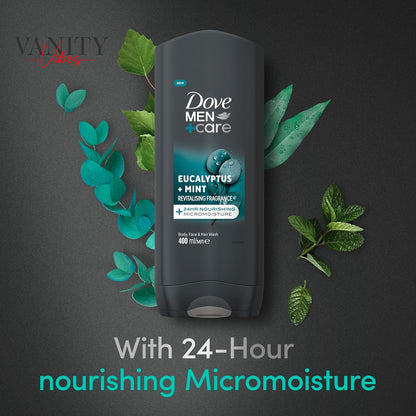 Dove Men+Care Eucalyptus + Mint 3 In1 Hair Body and Face Wash 400 ml