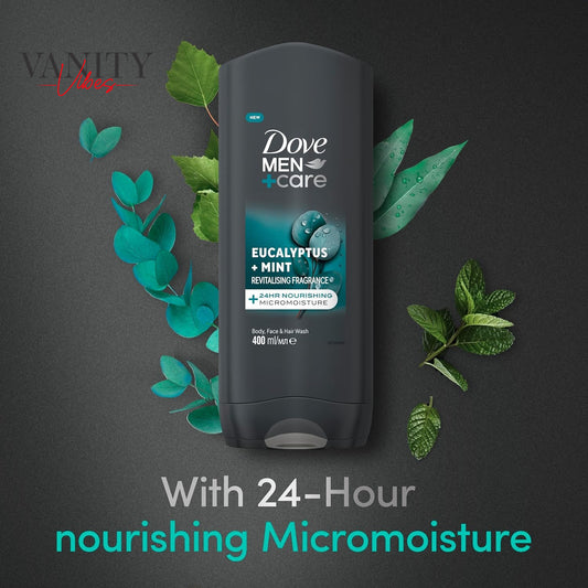 Dove Men+Care Eucalyptus + Mint 3 In1 Hair Body and Face Wash 400 ml