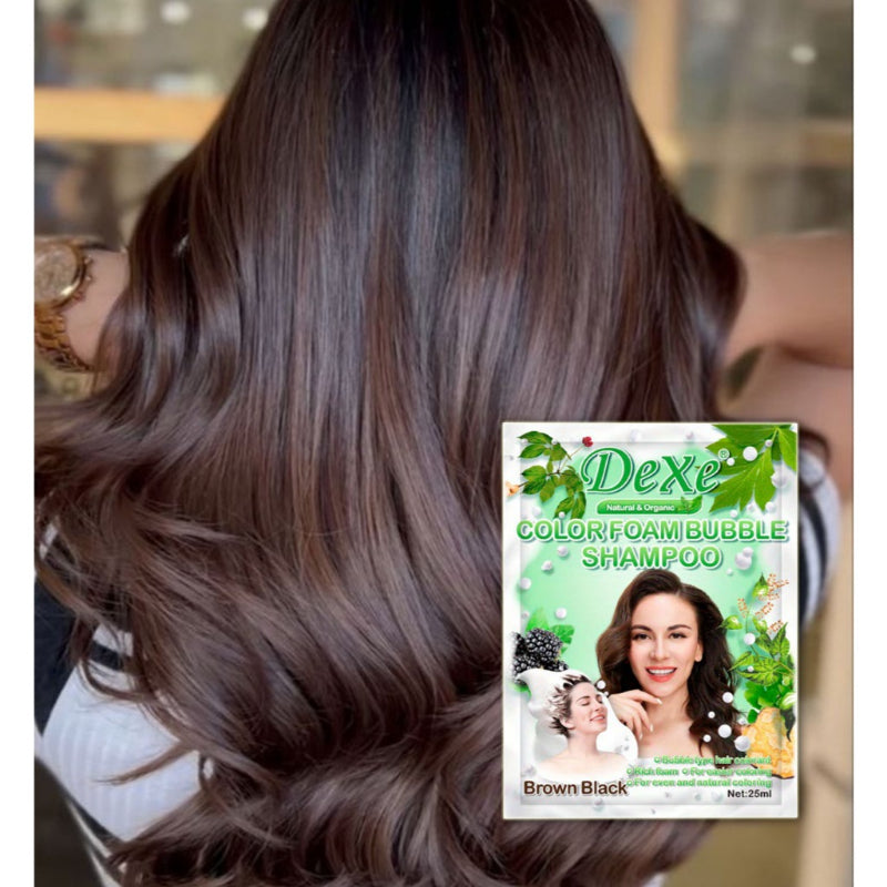 Dexe Hair Color Foam Bubble Shampoo Brown Black 25 ml x 10 Pack Gentle Cleansing & Hair Color Care