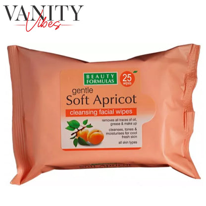 Beauty Formulas Gentle Soft Apricot Cleansing Wipes 25s