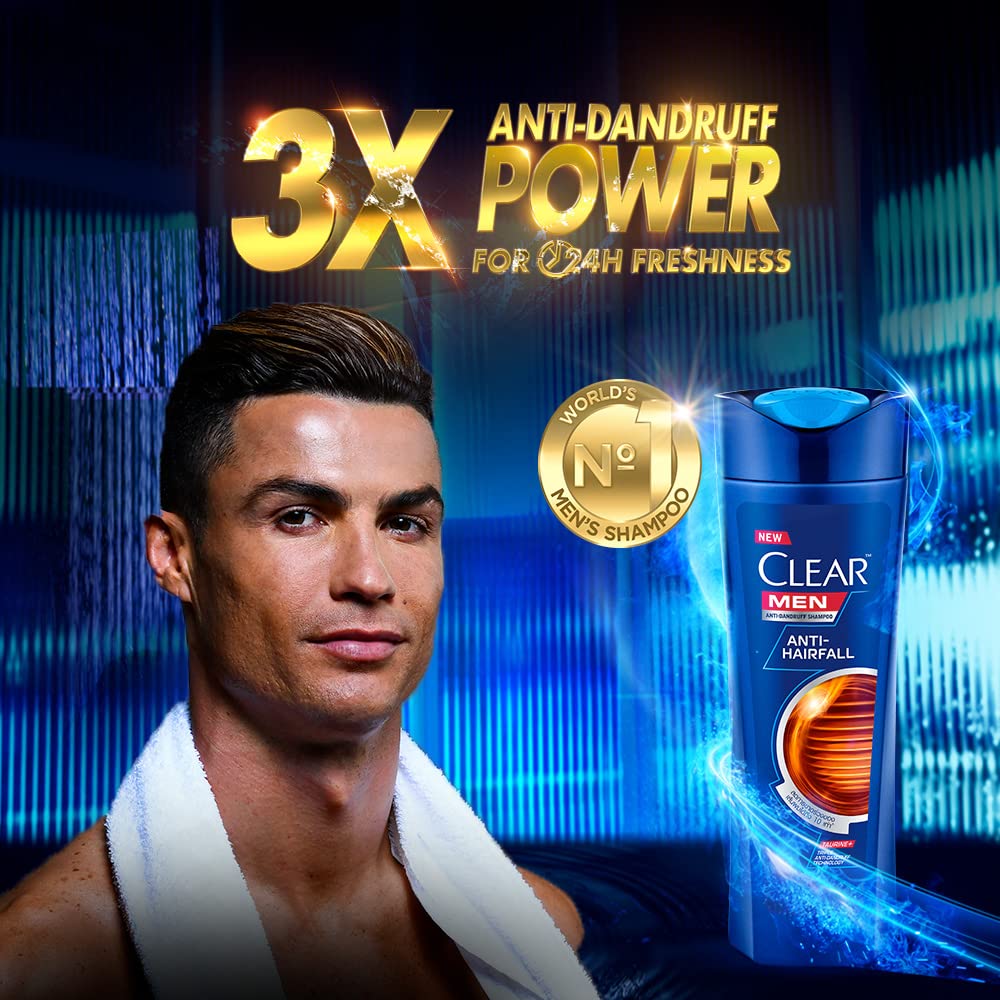 Clear Men Anti Hair Fall Shampoo 10X Less Hairfall 320ml - Strong & Healthy Hair Care with Scalp Strengthening Formula