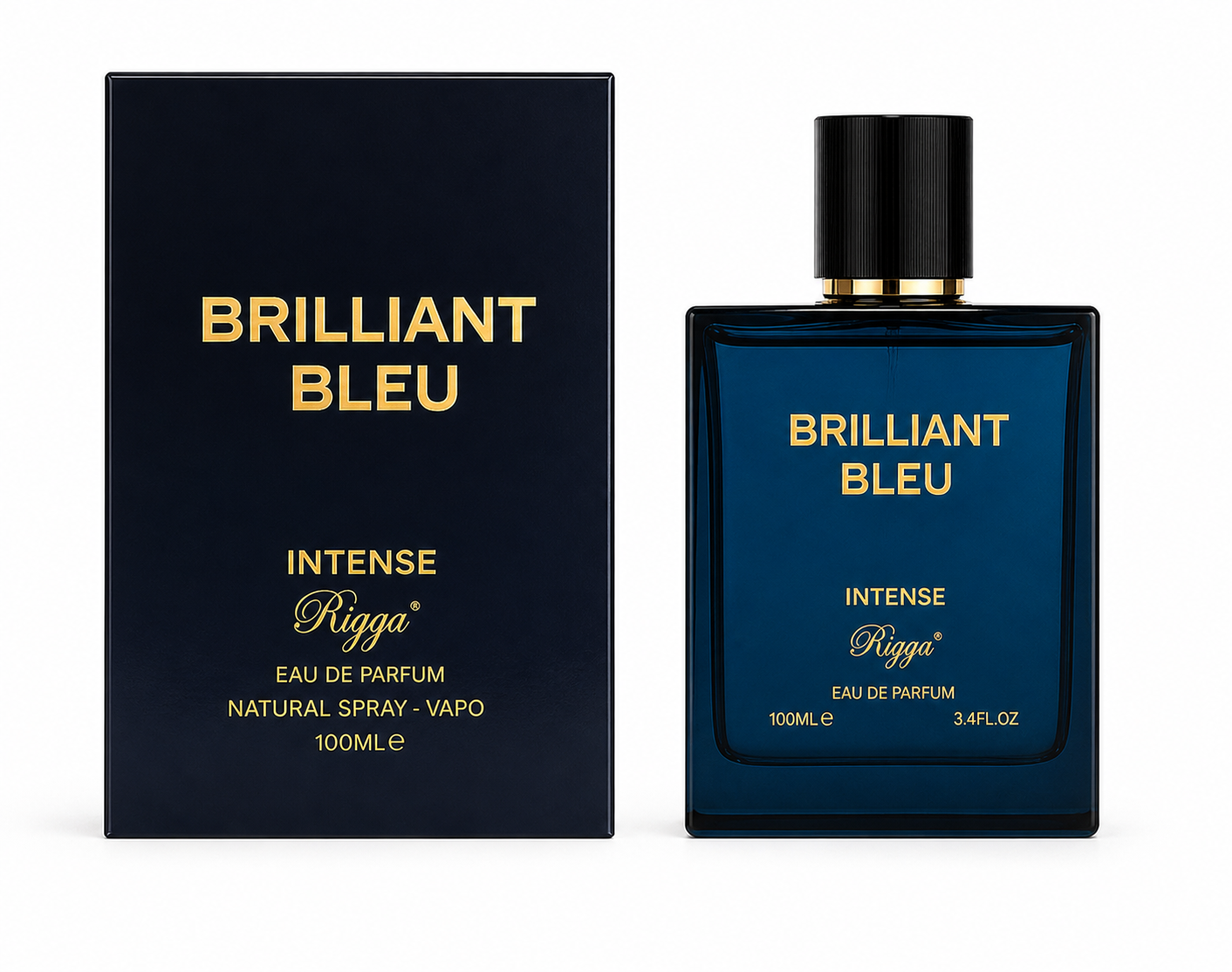 Rigga Brilliant Bleu Intense Eau De Parfum 100ml – Long Lasting Fresh Aquatic Woody Fragrance Perfume for Men Strong Masculin