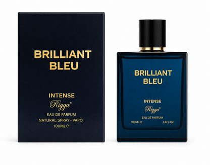 Rigga Brilliant Bleu Intense Eau De Parfum 100ml – Long Lasting Fresh Aquatic Woody Fragrance Perfume for Men Strong Masculin
