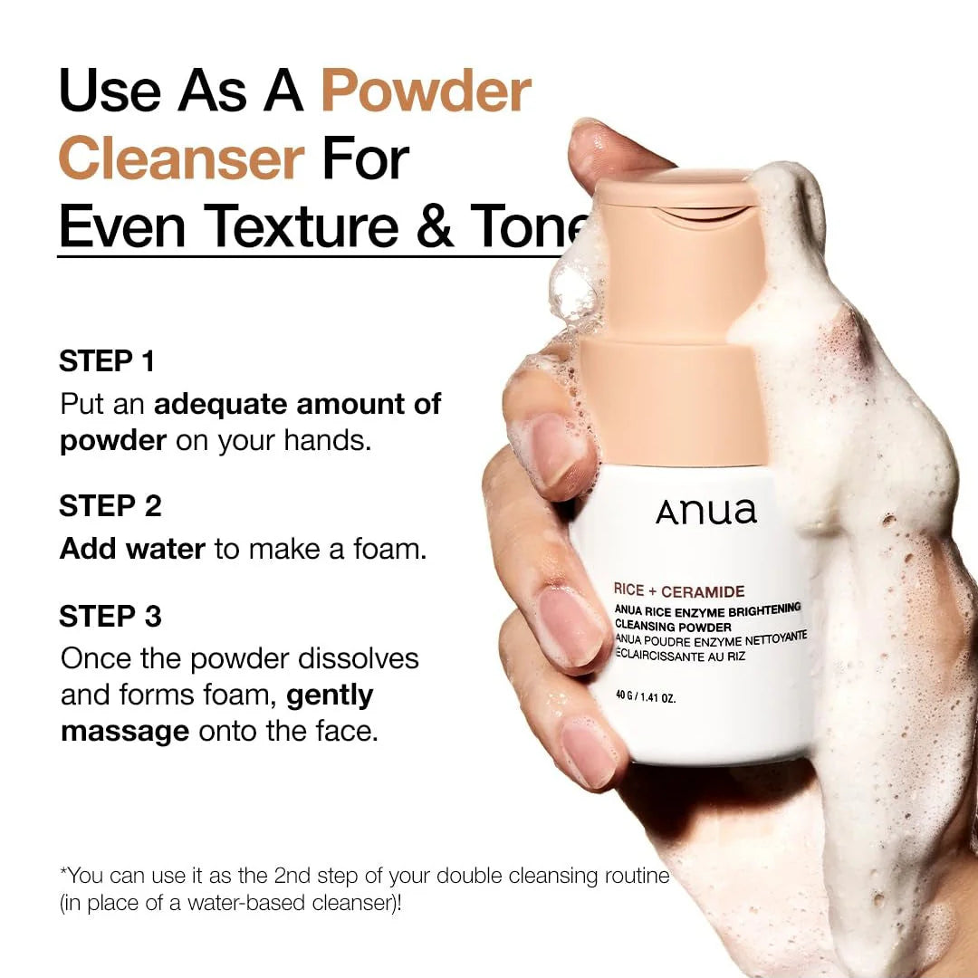 Anua Rice Ceramide Brightening Cleansing Powder 40 g Gentle Exfoliation & Skin Brightening (K Beauty)