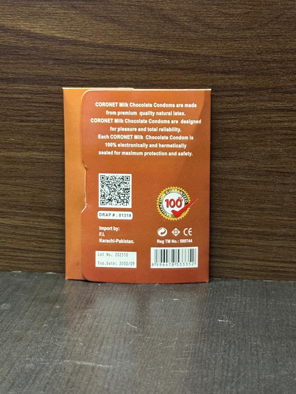 INNO Coronet Milk Chocolate Lubricated Condoms 36 Pcs (12 x 3 Packs) - Ultra Smooth, Flavored, Safe & Comfortable Protection 