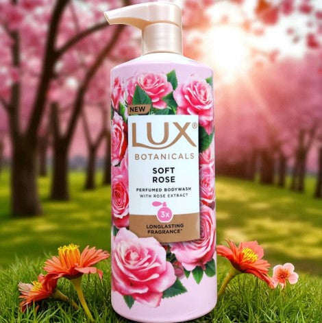 Lux Botanicals Soft Rose Perfumed Body Wash with Rose Extract 580ml - Gentle Cleansing for Soft, Smooth & Fragrant Glowing Sk