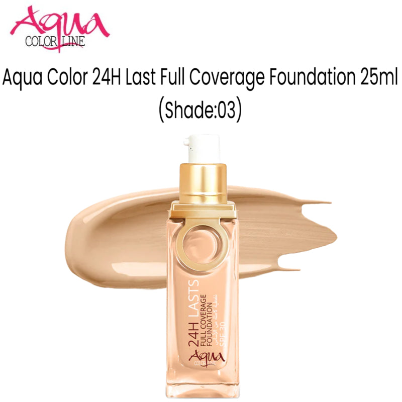 Aqua Color 24H Last Full Coverage Foundation 25ml (Shade:03)