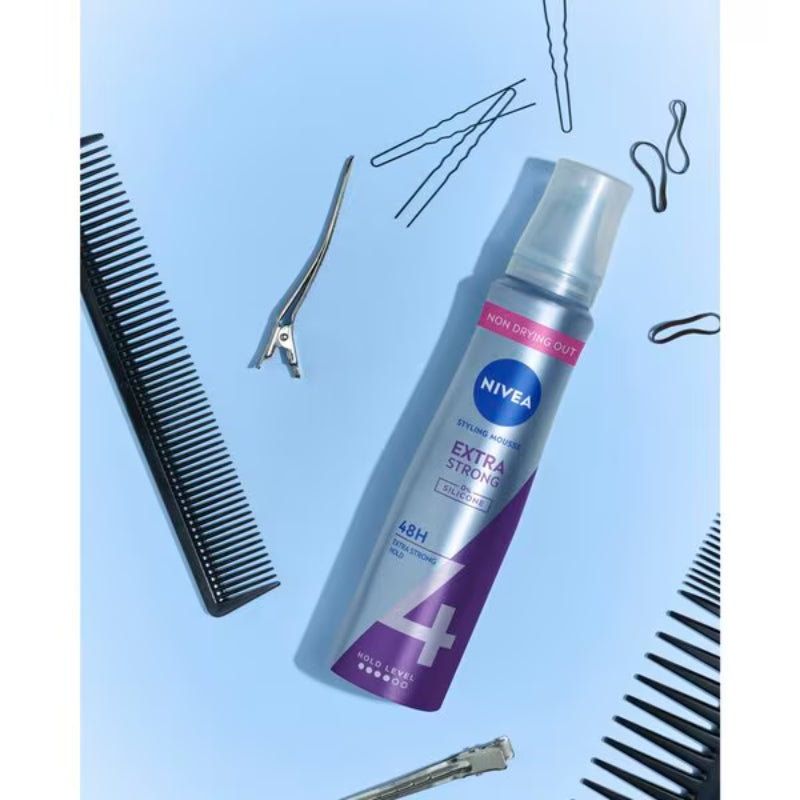 Nivea Extra Strong Styling Mousse 150 ml 48-Hour Hold Level 4 & Long-Lasting Style