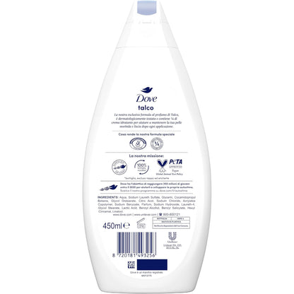 Dove Talco Moisturizing Shower Gel 450ml – Gentle Hydrating Body Wash for Smooth & Soft Skin