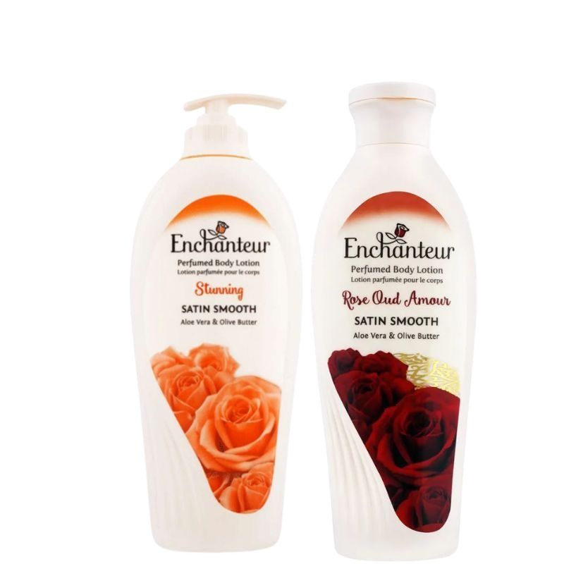 Enchanteur Stunning Perfumed Body Lotion 500ml + Enchanteur Rose Oud Amour Perfumed Body Lotion 250ml (Pack of 2)