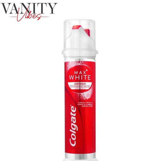 Colgate Max White Luminous Sparkling Mint Toothpaste Pump 100ml Advanced Whitening & Fresh Breath