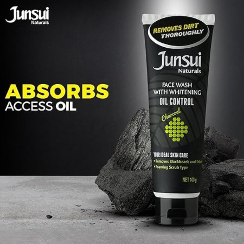 Junsui Naturals Oil Control Whitening Face Wash 100g - Deep Cleansing Facial Cleanser for Oil Control, Acne Prevention & Brig