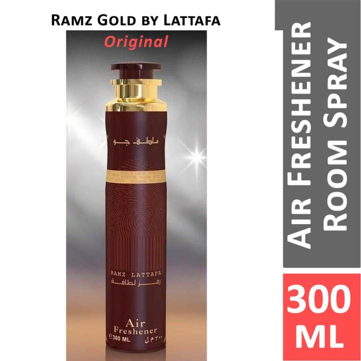 Lattafa Ramz Gold Air Freshener 300ml - Long Lasting Luxury Sweet Fruity Oriental Fragrance Room Spray for Home & Office