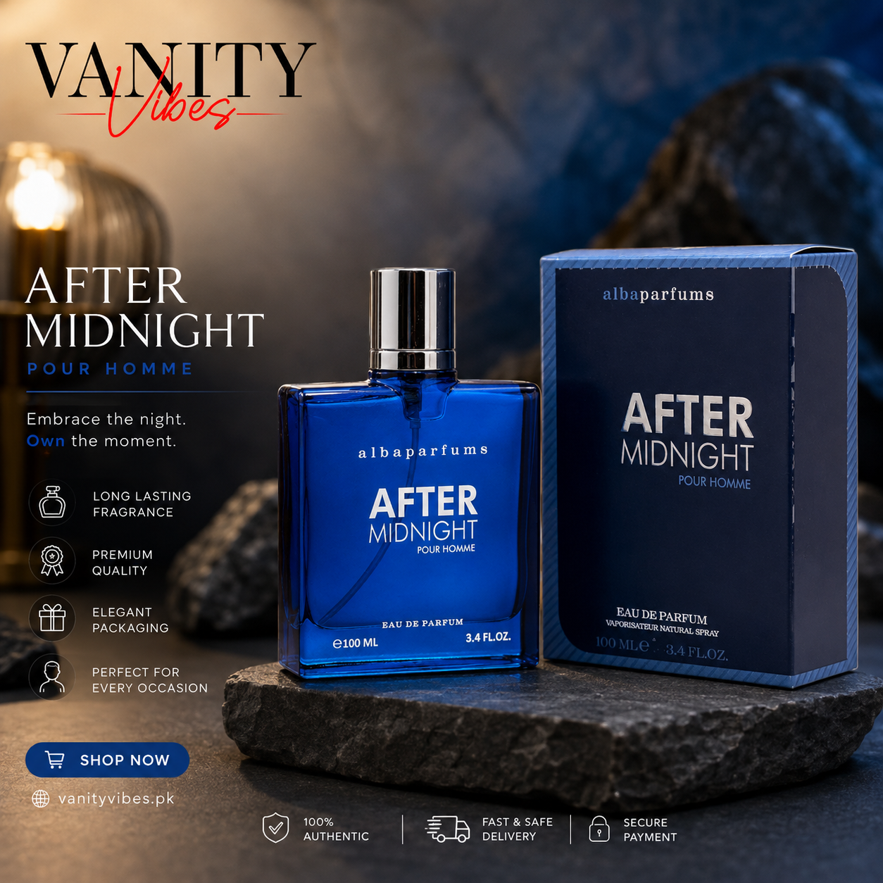 Alba After Midnight Pour Homme Eau de Parfum 100ml-Long Lasting Perfume for Men