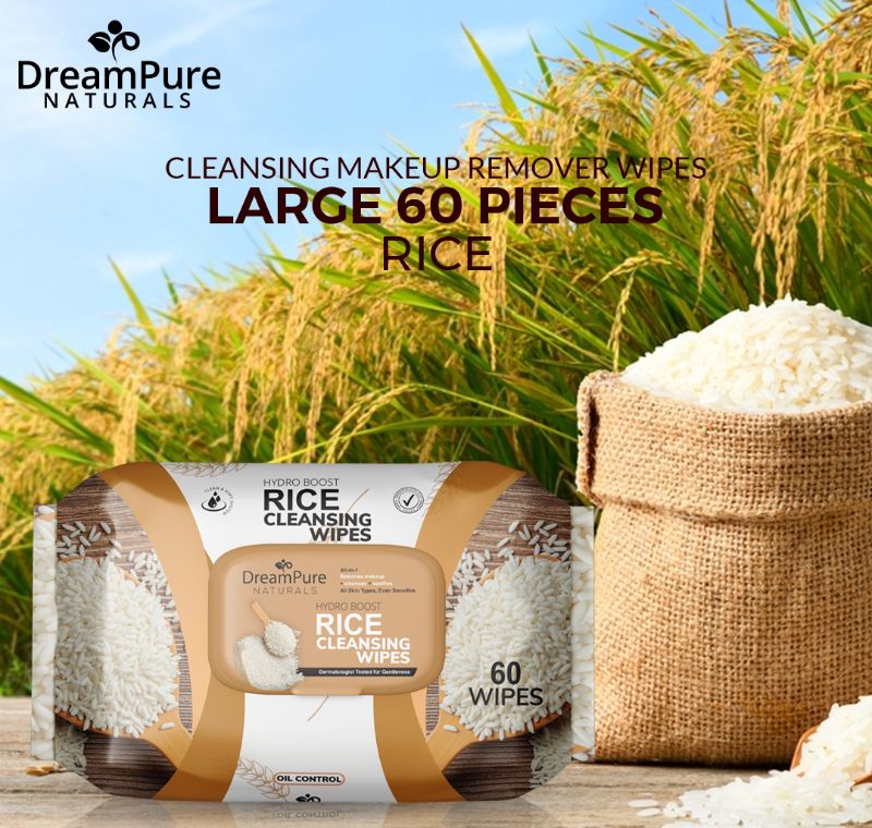 Dream Pure Natural 60 Rice Wipes For Face & Body