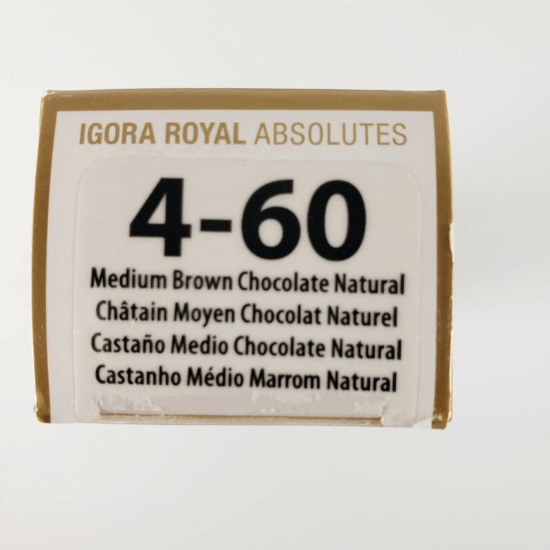 Schwarzkopf Igora Royal Absolutes 4-60 Medium Brown Chocolate Natural Hair Color 60ml Rich Coverage & Long-Lasting Color