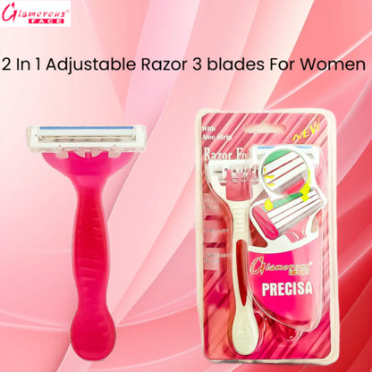 Glamorous Face 2 In 1 Adjustable Razor 3 blades For Women