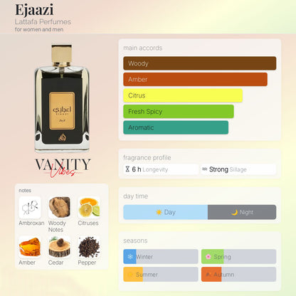 Lattafa Ejaazi Eau de Parfum 100ml - Long Lasting Original Unisex Fragrance for Men & Women