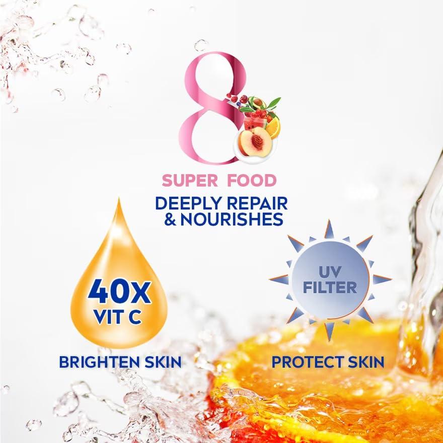 Nivea Extra Bright Radiant & Smooth 8 Super Food 40X Vitamin C Body Lotion UV Filter 380 ml