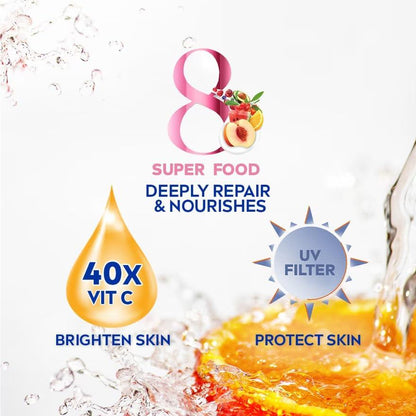 Nivea Extra Bright Radiant & Smooth 8 Super Food 40X Vitamin C Body Lotion UV Filter 380 ml