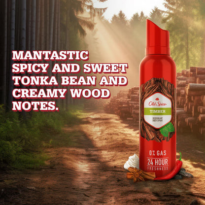 Old Spice Timber 0% Gas Deodorant Body Spray 140ml for Men