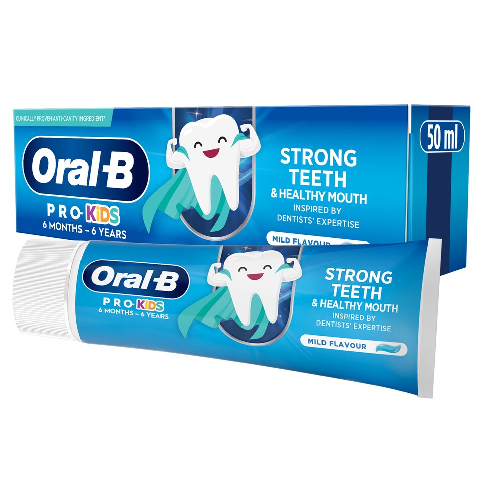 Oral-B Pro Kids Fluoride Toothpaste 50ml - Mild Flavor, Suitable for Ages 6 Months to 6 Years