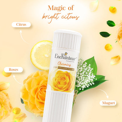 Enchanteur Charming Perfumed Talc Powder 125g - Long Lasting Floral Fragrance Body Powder for Soft Fresh Skin & Odor Protecti
