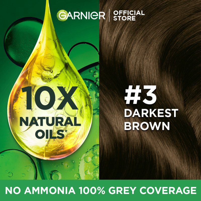 Garnier Color Naturals Hair Color Sachet 3.0 Darkest Brown 30 ml Nourishing & Long-Lasting Hair Color