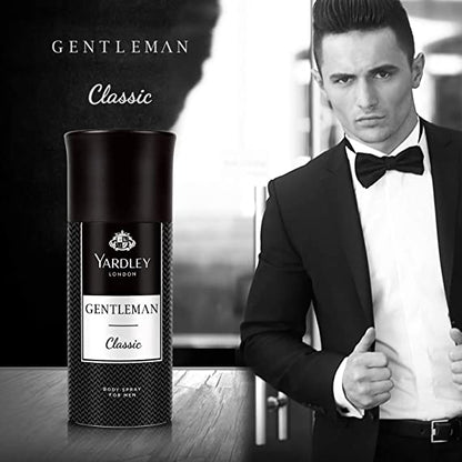 Yardley London Gentleman Classic for Men Body Spray 150 ml Timeless Masculine Fragrance & Long-Lasting Freshness