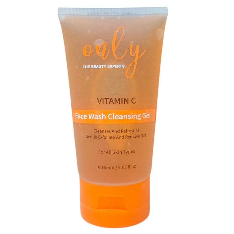 Only Vitamin C Cleansing Gel Face Wash 150ml – Deep Cleansing Skincare Gel for Brightening Glow, Dirt Removal, Oil Control & 