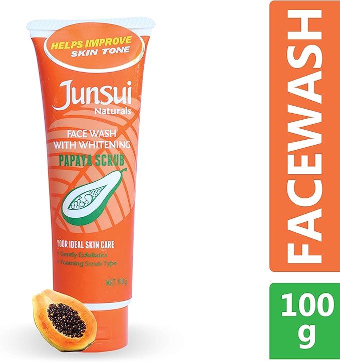 Junsui Papaya Scrub Whitening Face Wash 100g - Exfoliating Deep Cleansing Facial Scrub for Dead Skin Removal, Oil Control & B