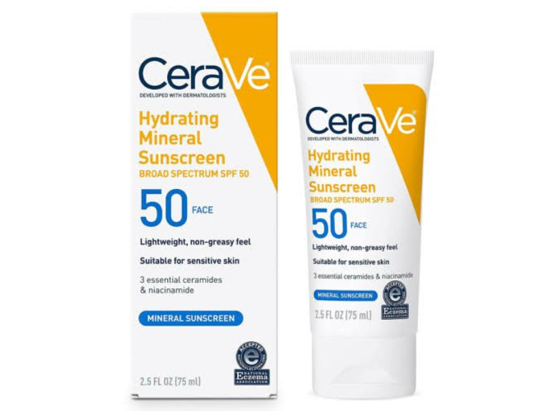 CeraVe Hydrating Mineral Sunscreen SPF 50 Face Lotion-75ml (USA STOCK WITH BOX)