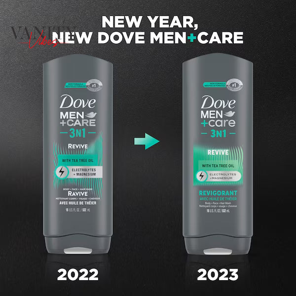 Dove Men+Care Revive Hydrating 3-in-1 Tea Tree Oil Body Wash for Men All Skin-532 ml