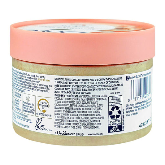 Dove Exfoliating Body Polish Scrub Colloidal Oatmeal & Calendula Oil 298g - Gentle Exfoliating Body Scrub for Sensitive Skin,