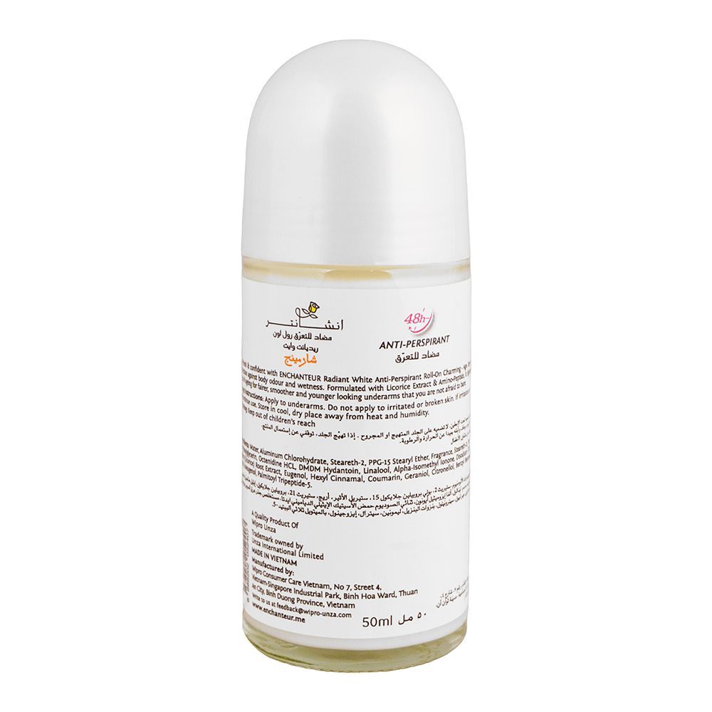 Enchanteur Age Defy White Charming Roll-On Deodorant 50ml - Long Lasting Brightening Perfumed Antiperspirant for Women Fresh 