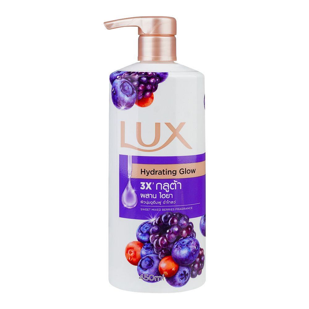 Lux Hydrating Glow Sweet Mixed Berries Fragrance Body Wash 450ml – Moisturizing Shower Gel for Soft, Smooth & Radiant Skin