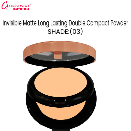 Glamorous Face Invisible Matte Long Lasting Double Compact Powder (Shade:03)