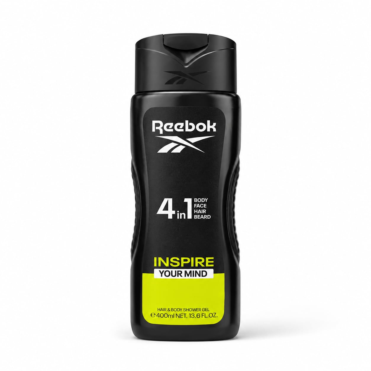 Reebok Men 4-in-1 Inspire Your Mind Shower Gel 400ml - All-in-One Hair, Face & Body Wash for Deep Cleansing, Long Lasting Fre