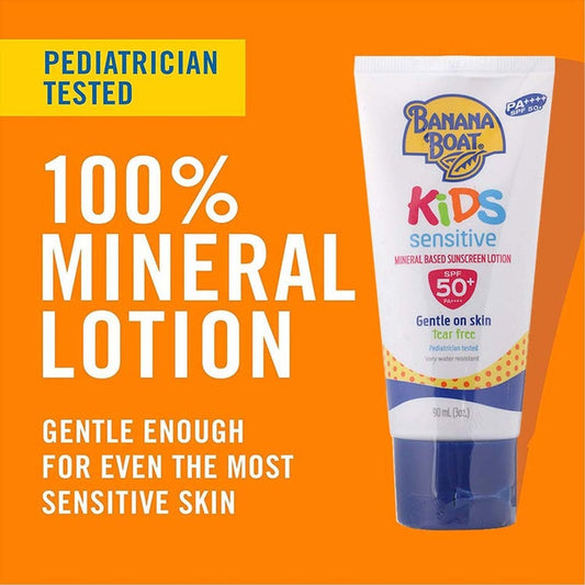 Banana Boat Kids Sensitive Tear Free Mineral Based Sunscreen Lotion SPF 50+ PA++++ 90ml