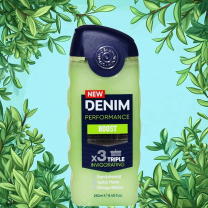 Denim Performance Boost Body and Face Wash X 3 Triple Invigorating 250 ml