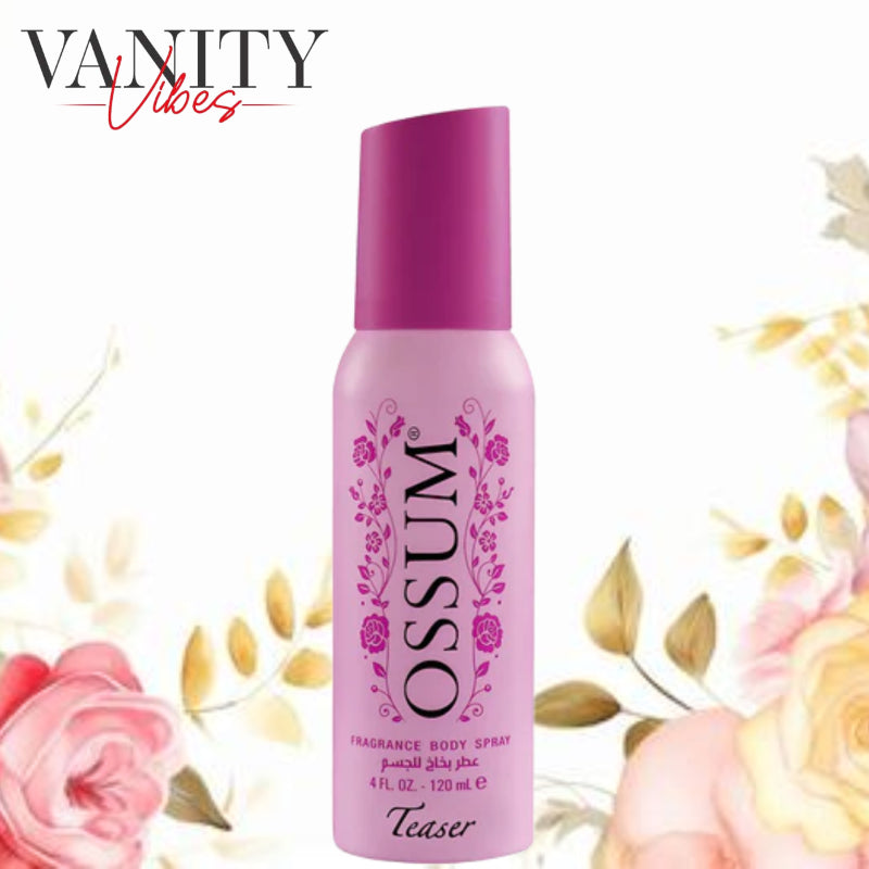 Ossum Teaser Body Spray for Women 120ml - Long Lasting Seductive Sweet Floral Fragrance Deodorant Perfume Body Mist for Daily
