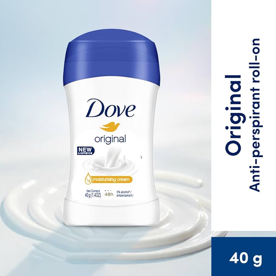 Dove Original New & Improved 1/4 Moisturizing Cream 48H Anti-Perspirant Deodorant Stick 40g